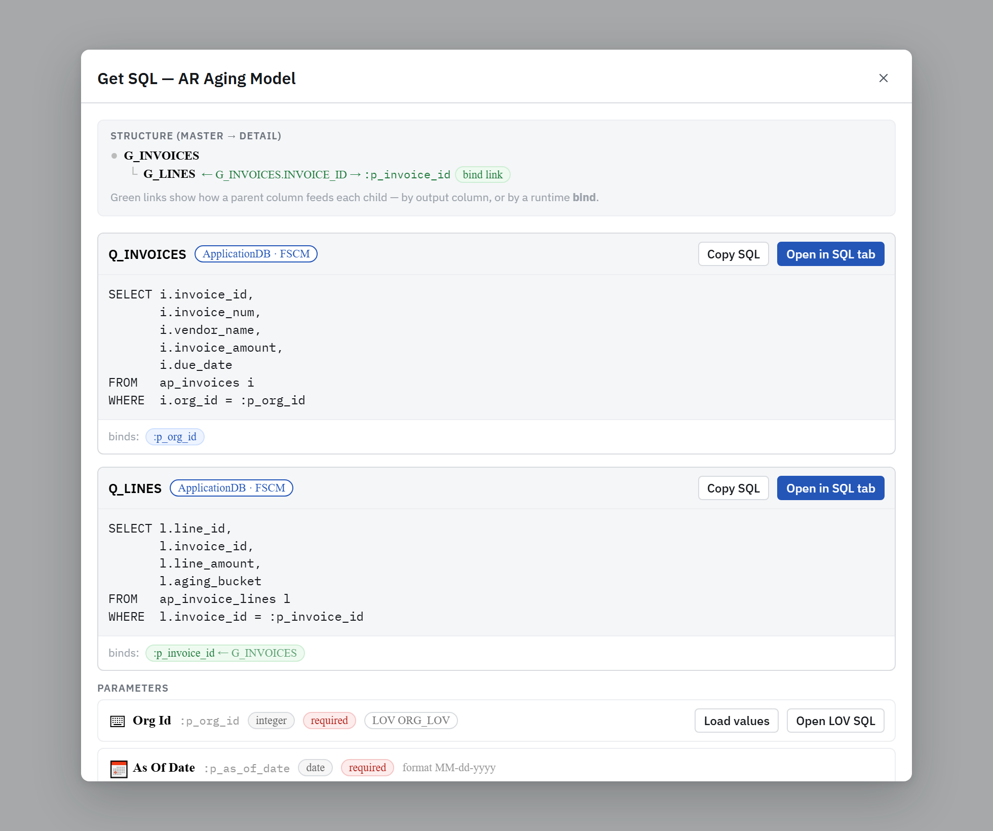 Atlas Console: SQL for Oracle Fusion BI Publisher