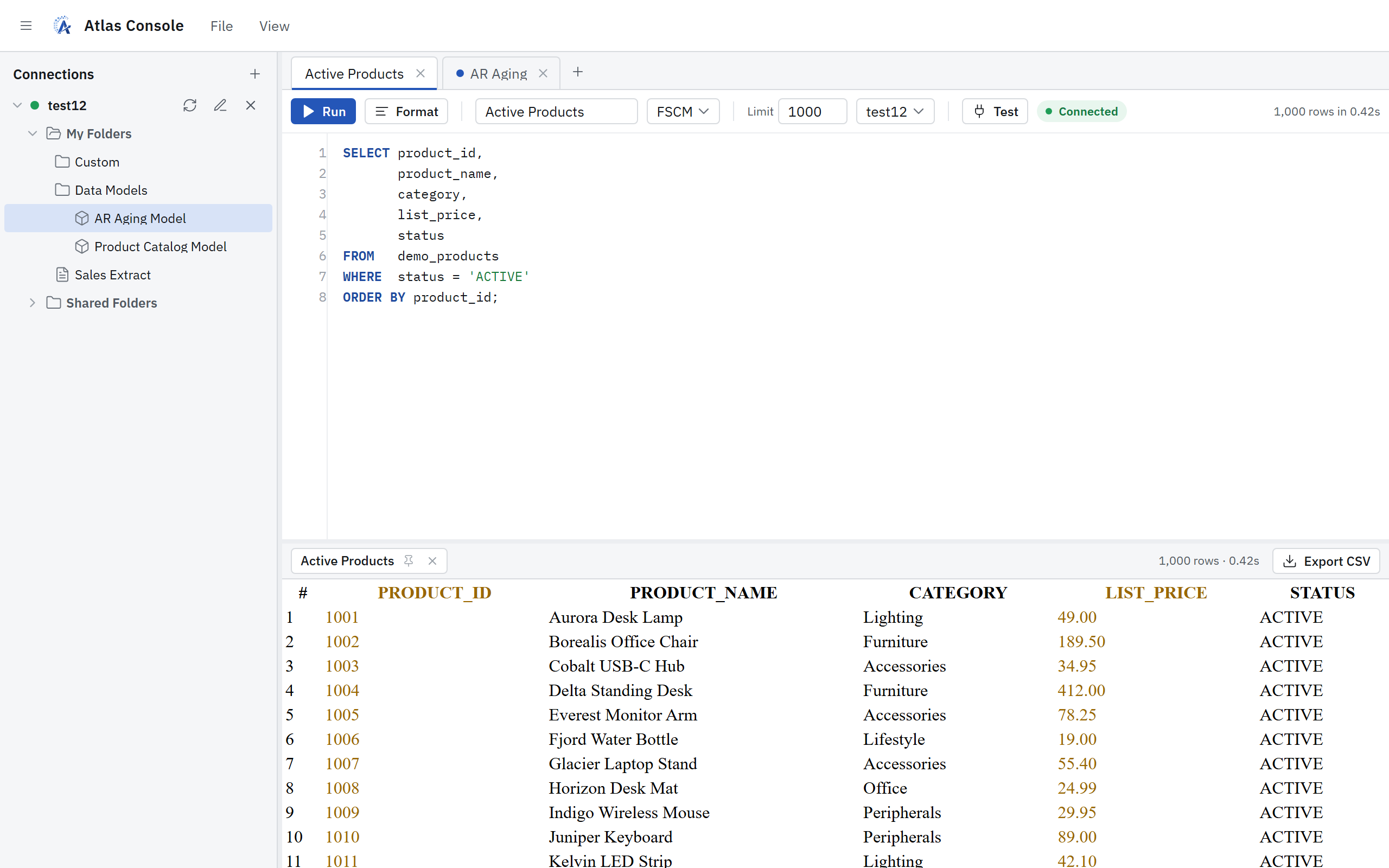 Atlas Console: SQL for Oracle Fusion BI Publisher